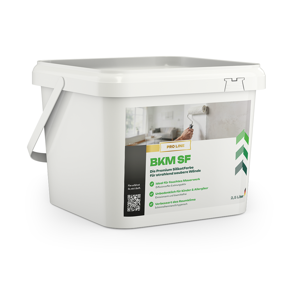 BKM SF SilikatFarbe, Eimer, Wandfarbe, Silikatfarbe, Pro Line, 2,5 Liter