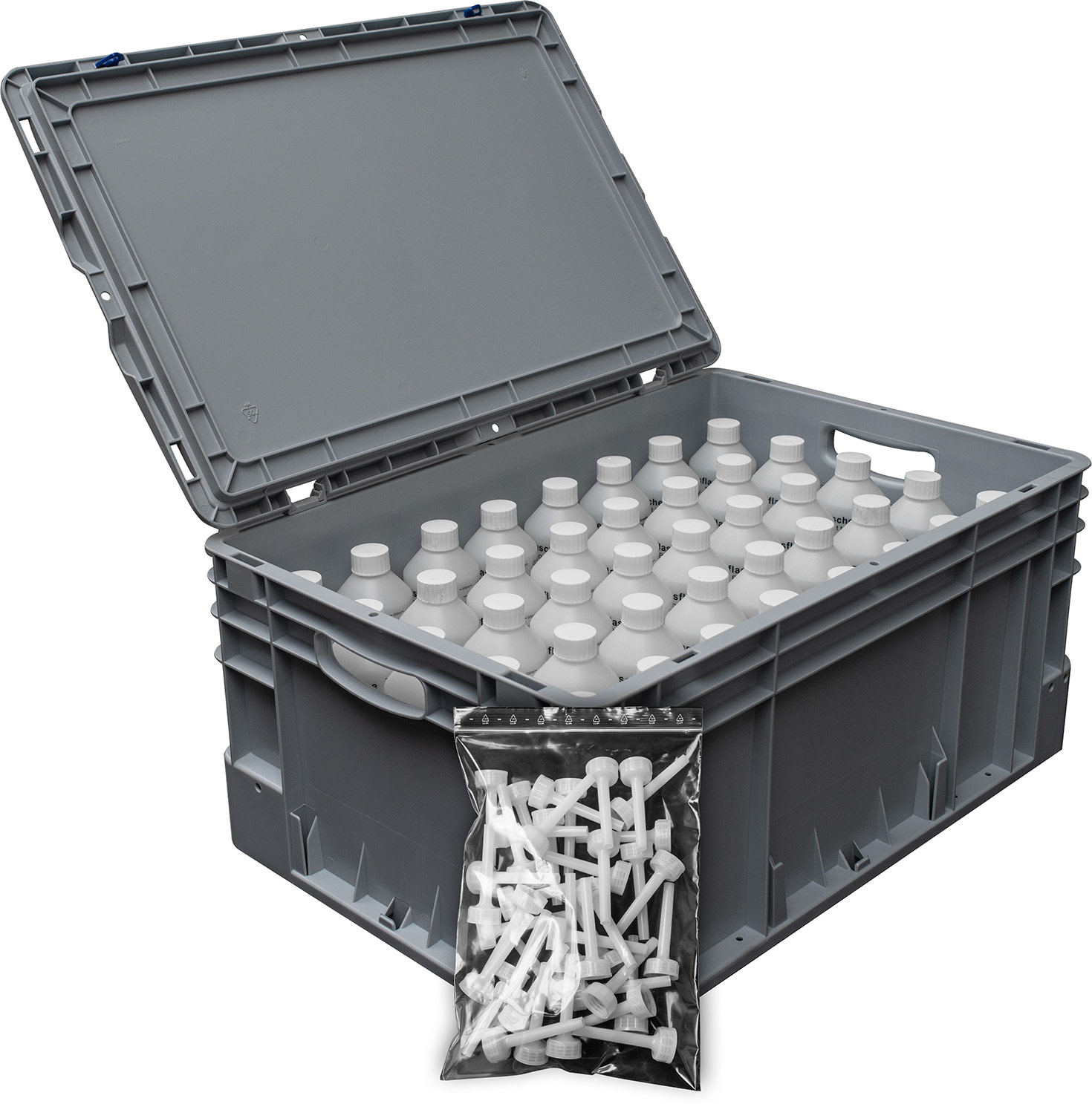 Injektionsflaschen-Box mit Deckel, Facheinsatz & 40 Injektionsflaschen BKM IB InjektBox 40, Kabinett, Mobiliar, Kiste