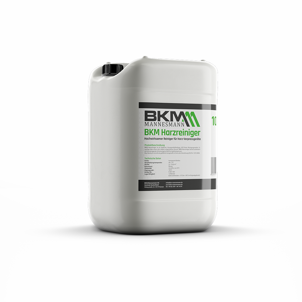 produkt_BKM_Harzeiniger_10kg_Schatten_DE.png BKM Harzreiniger - Hochwirksamer Reiniger für Harz-Verpressgeräte, Flasche, Flasche