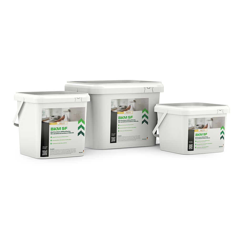 Produktbild_001_BKM_SF_SilikatFarbe_Gruppe_DE.png BKM SF SilikatFarbe, Eimer, Kunststoff, weiße Eimer, Schwarz-weiße Grafik, Flächeneimer