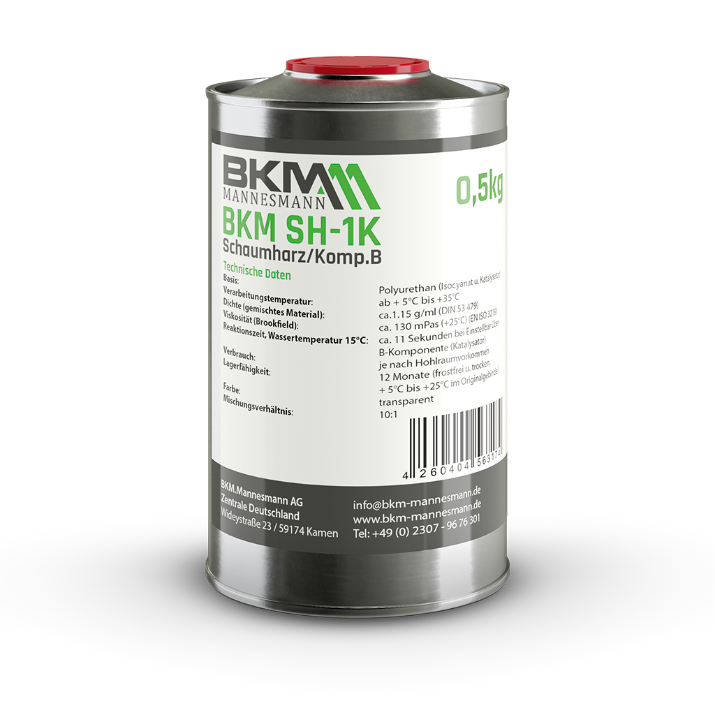 produkt_BKM_SH-1K_KompB_Schatten_DE.png BKM SH-1K Schaumharz gegen eindringendes Wasser, Zinn, Kann, Zinn, Kann, Zinn, Kann, Zinn, Kann